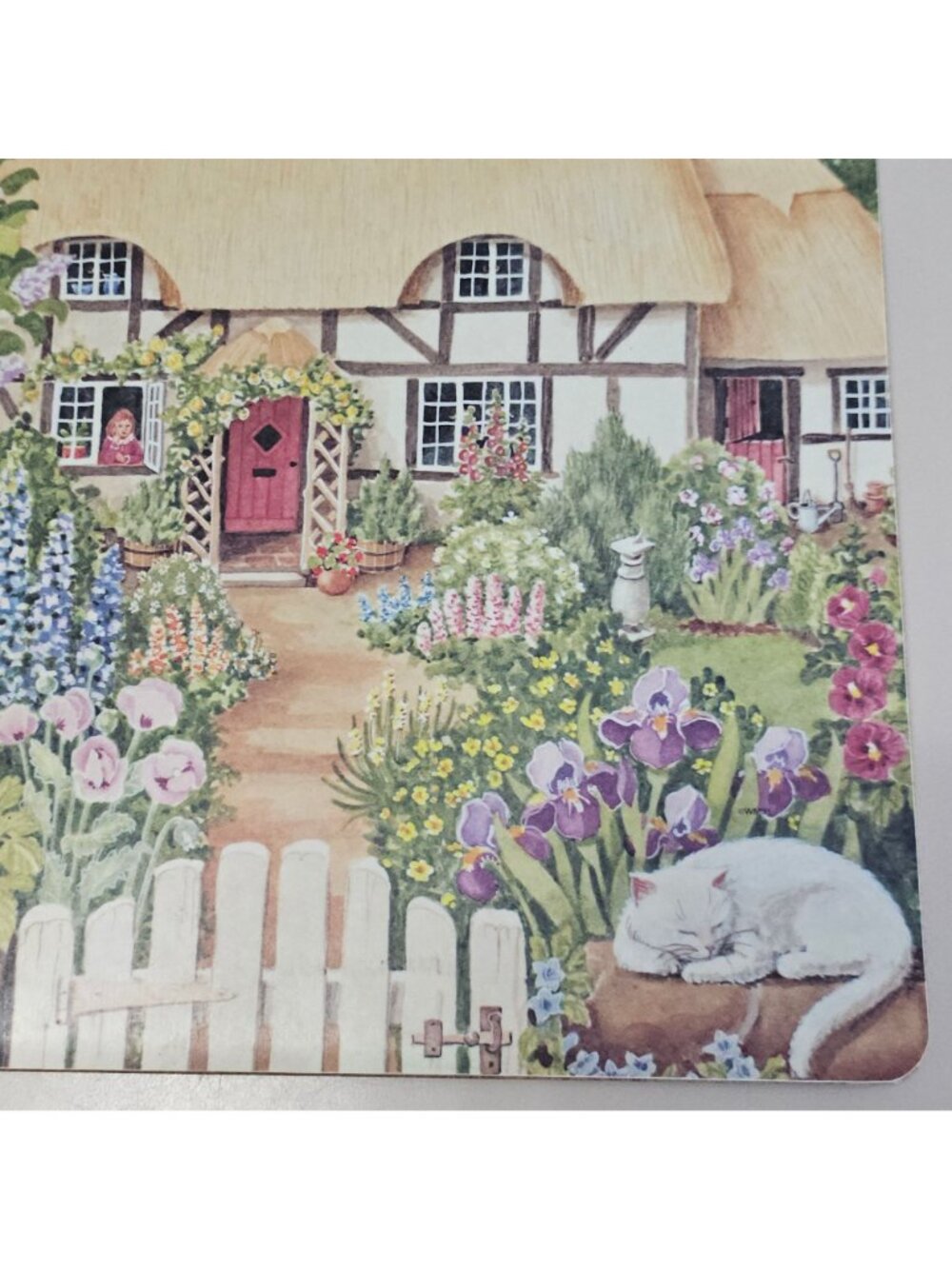 Wooden Cottage Scene Cutting Board heat resistant vintage made England 13" - Picture 8 of 8